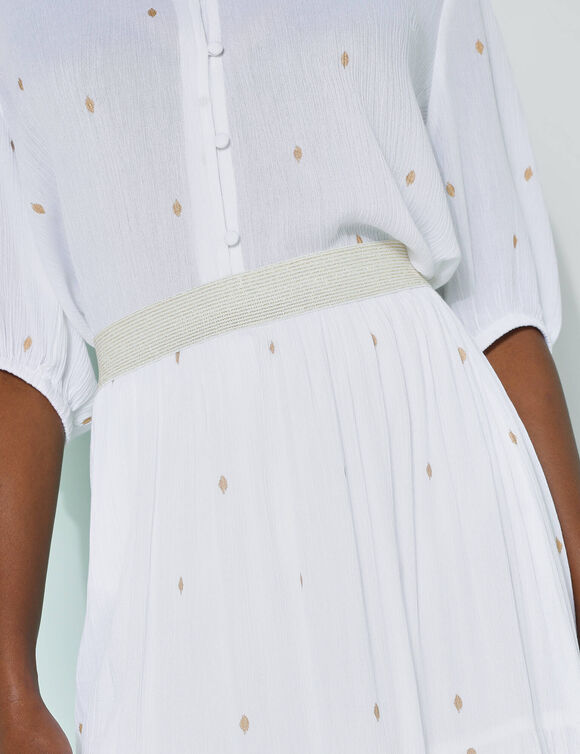 Jupe longue volantée imprimé doré, crépon (blanc / doré) Jupe longue volantée imprimé doré, crépon (blanc / doré)